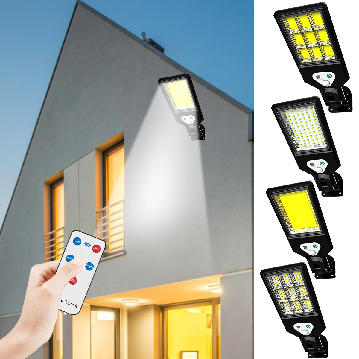 

New Solar Street Light Motion Sensor Solar Security Light with 3 Lighting Modes 270° Lighting Angle Remote Control Solar Flood