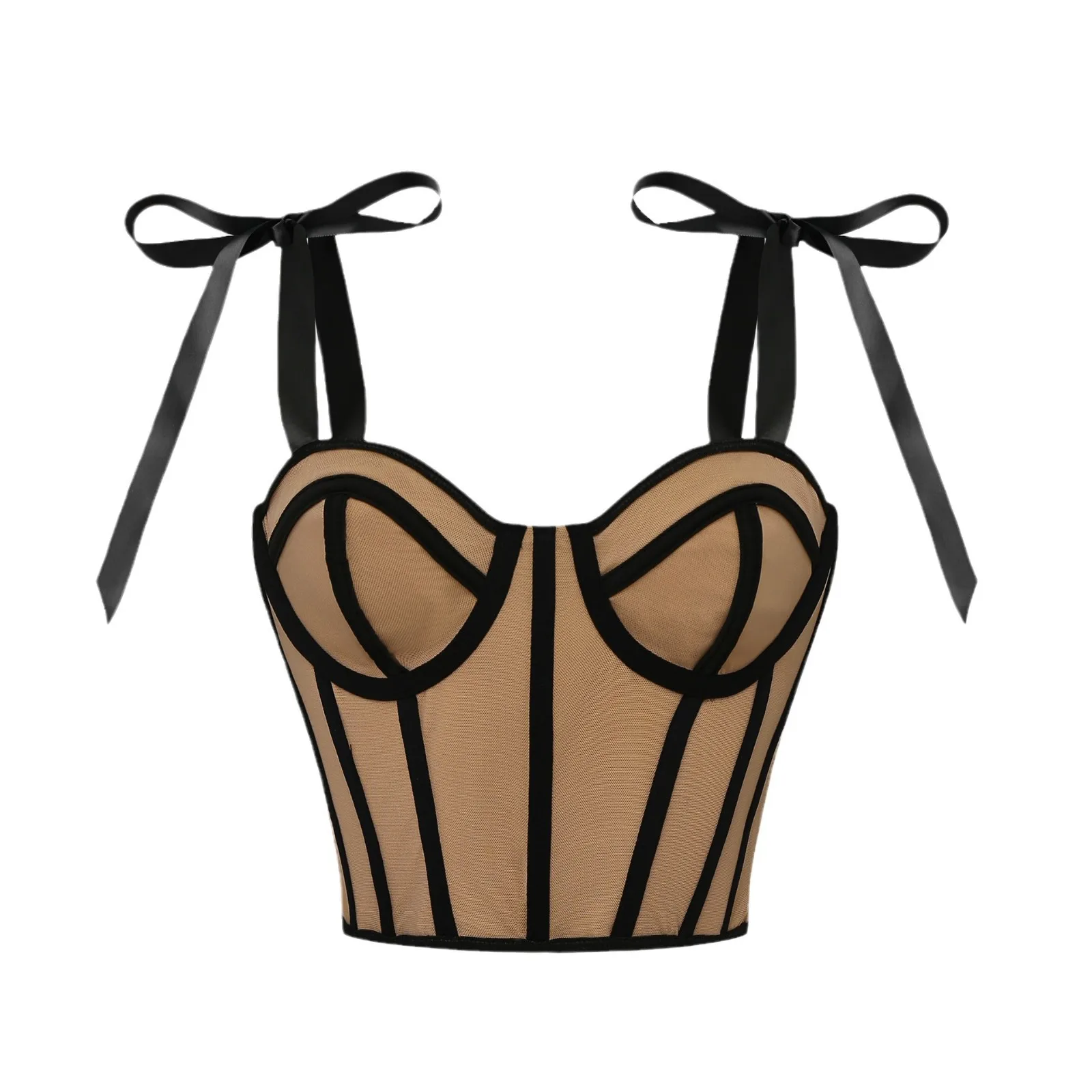 Sexy Spicy Girl Color Blo Belted ort Crop Top Steel Ring Fibone Strap Vest 6072 Trendy U-Neline Polyester Tank Top