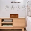 Wooden Digital Alarm Clock 3 Alarms Led Display Wireless 6