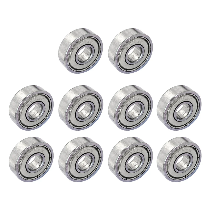 10pcs Miniature Ball Bearings Heavy Load 607ZZ Metal Sealed Miniature Bearing 7x19x6mm Wear Resistant for Skateboard Scooter