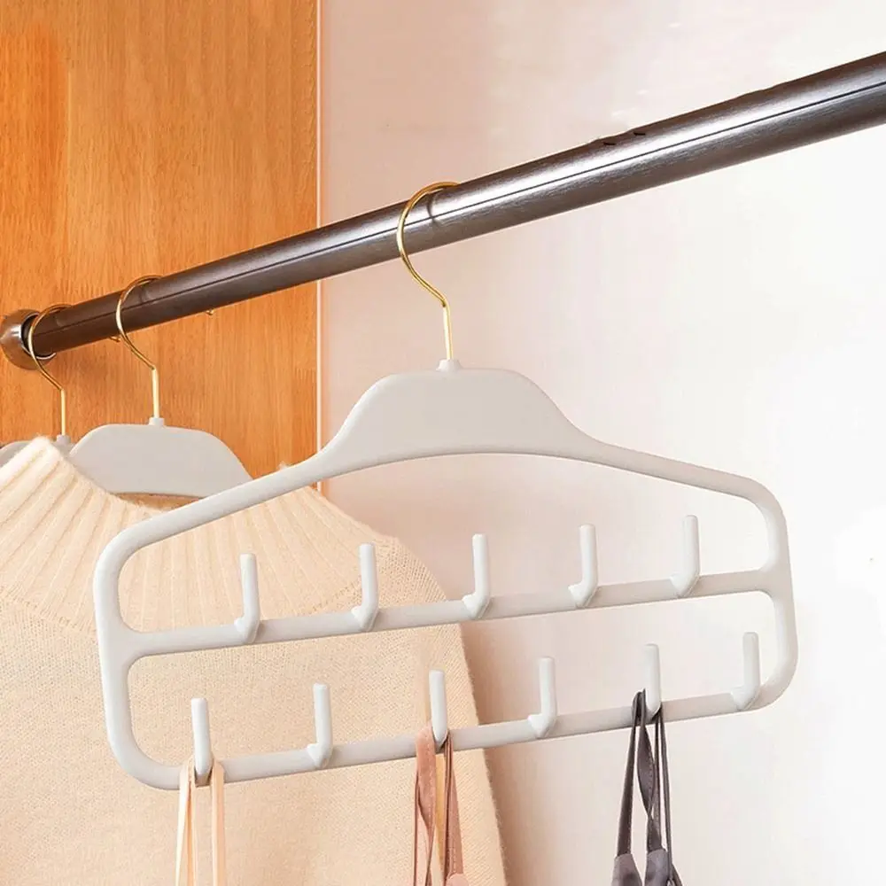 

Нескользящая вешалка для ремня, вращающаяся на 360 градусов, многофункциональная пластиковая компактная вешалка для нижнего белья с 11 крючками, крючком для ремня, для спальни