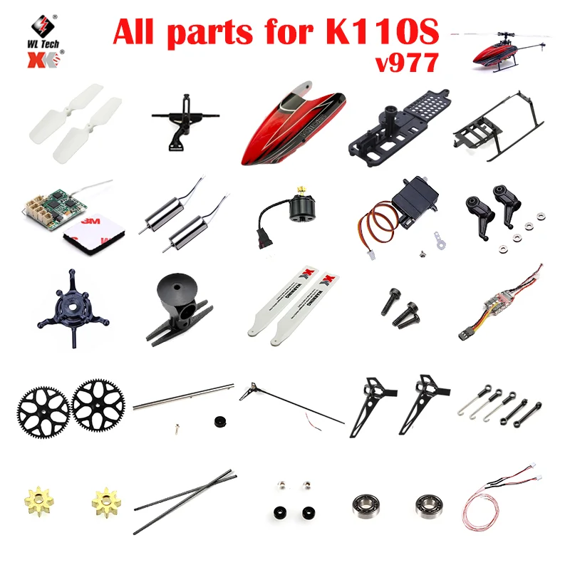 Wltoys XK K110S K110 Parts RC Helicopter Accessories Brushless Motor Blade Gear Canopy ESC Update 2G Servo For V977 K100 | Игрушки и