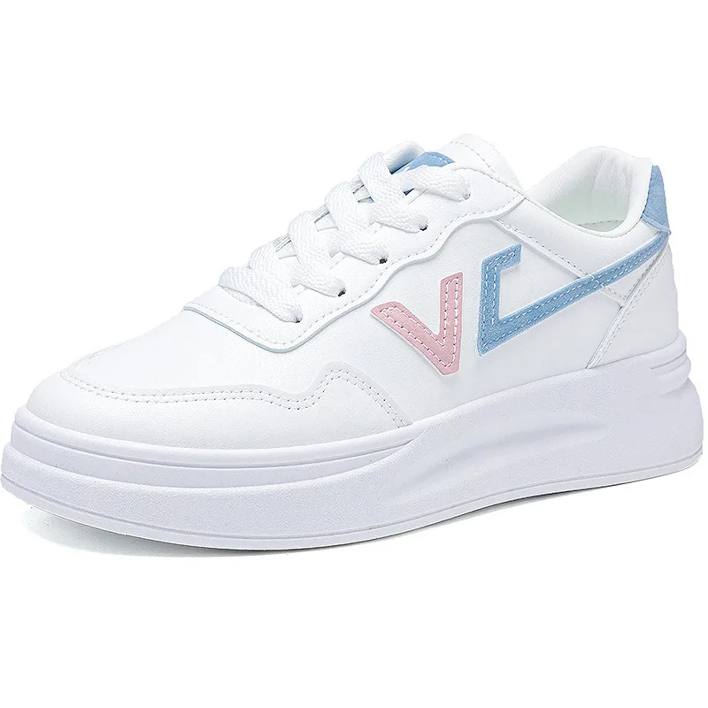 Fashion Women's Vulcanize Shoes New in Casual Classic Solid Color PU Leather Walking Trainers Woman Casual White Sneakers