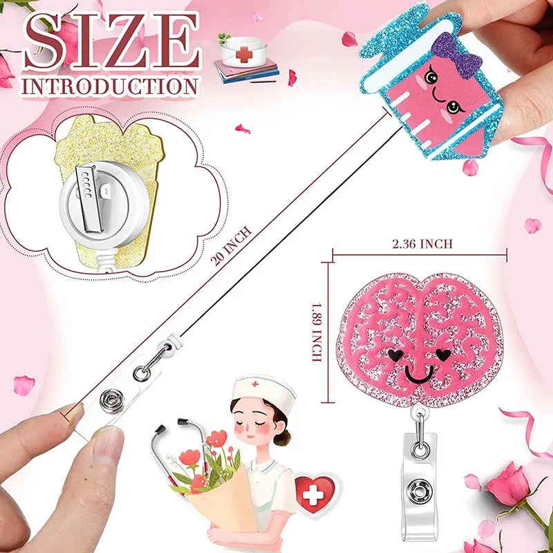 New Glitter Acrylic Nurse Double Chill Pill Badge Reel Retractable ID Badge  Holder With 360 Rotating Alligator Clip Name Holder - AliExpress