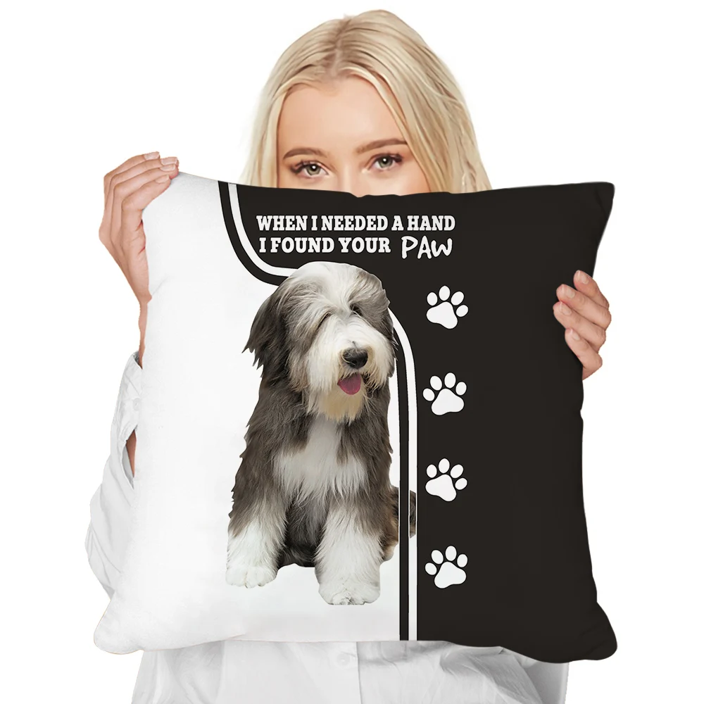 

CLOOCL Schnauzer Pillow Case When I Needed A Hand I Found Your Paw 3D Printed Cushion Cover Zip Pillow Cover for Sofa Home Decor