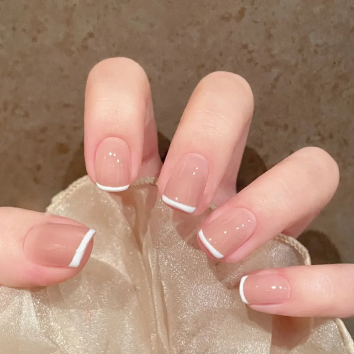 fake french nude 24pcs French Nude Seamless Removable Fake Nails Capsule Full Cover  Artificial Press On False Nails Art Women Nail Art Decoration - AliExpress  66