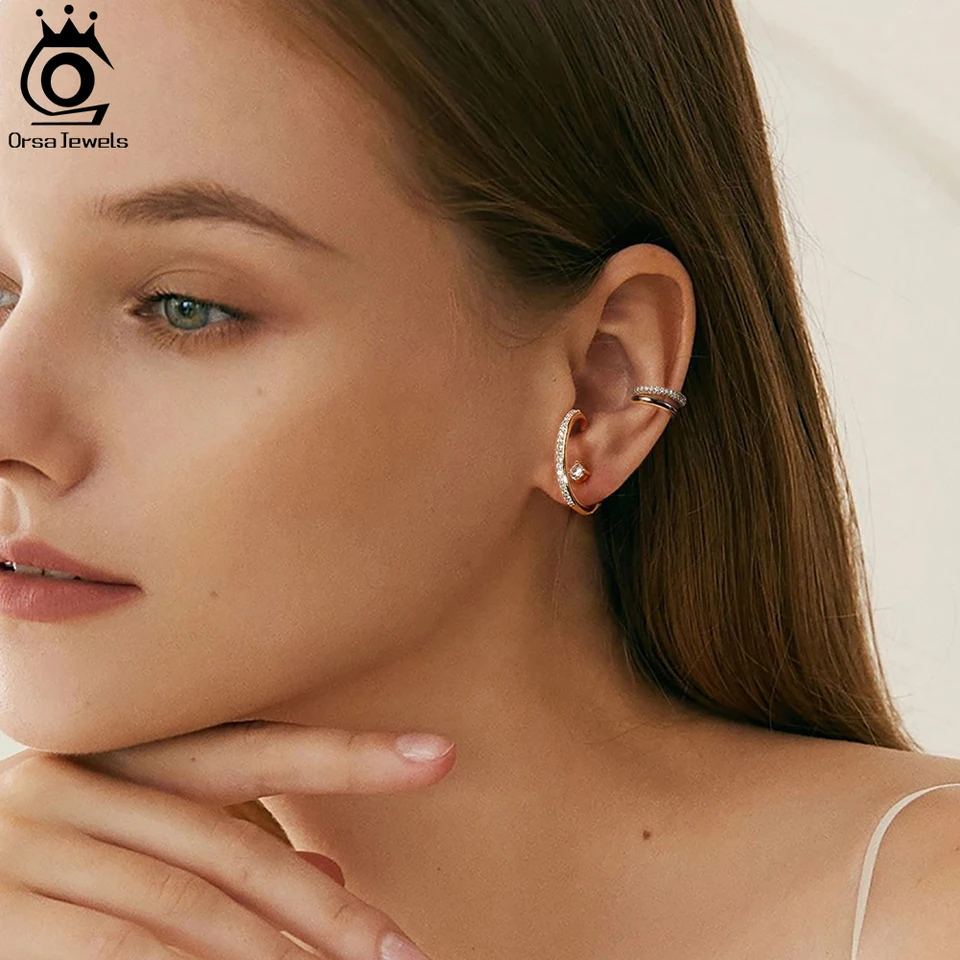 Orsa-女性用の豪華なスタッド型イヤリング,925シルバー,金メッキ