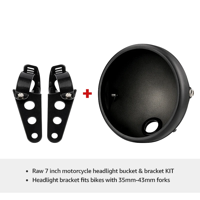 Koplamproosterafdekking 7 Inch Motorfiets Koplamp Zijmontage Ronde Koplampbehuizing Mount Cover Koplamp Vuurtoren Hoofd Licht Shell Koplamp Bewaker (Color : Black Black ring
