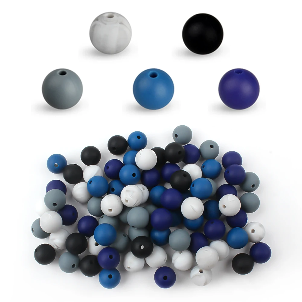 Silicone Beads - Round Decorative Set for Jewelry Making and DIY Crafts (20 Pieces)