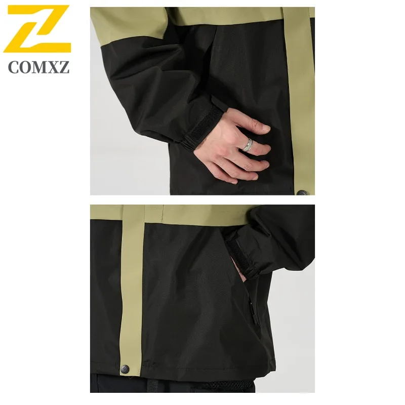COMXZ Premium Hooded Men Jacket Outdoor Climbing Light Windbreaker Journey Wind Resistant Wear Resistant Autumn Zip Up Coat