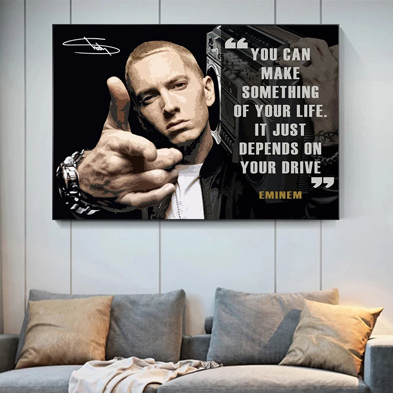 

Великолепная картина Eminem в стиле хип-хоп, рэп-Бог, Настенная картина со звездами и надписью, абстрактная картина для домашнего декора, Картина на холсте