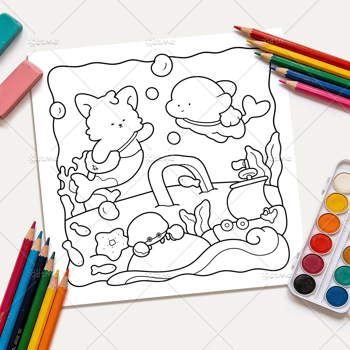 Ocean Cuties: Relaxing Marine Animal Coloring Book