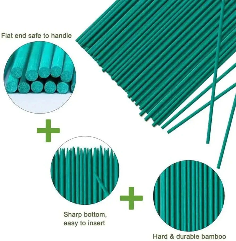 Description Picture 5 of item20Pcs Bamboo Green Sticks Plant Support Flower Stick Orchid Rod Plant Sticks for Supporting Climbing Plant Orchid Tomato