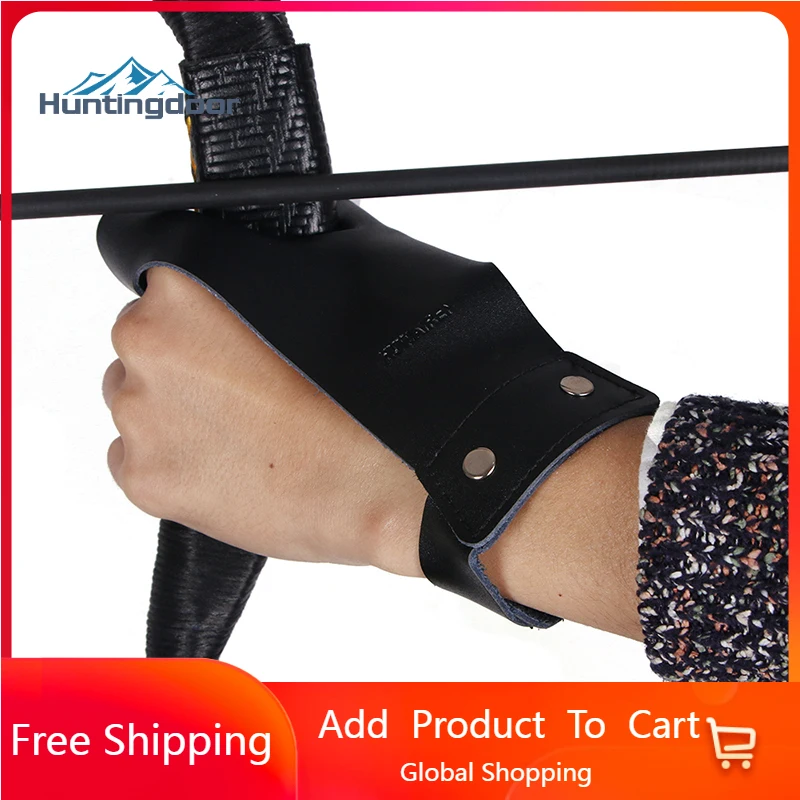 Cow Leather Shooting Arm Guard Archery Hunting Bow Hand Protection Glove 