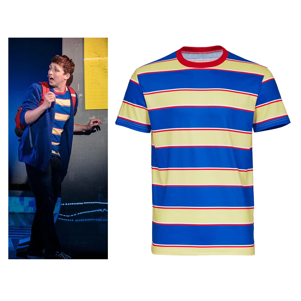 

Musical Be More Chill Jeremy Heere Cosplay Costume Striped T-Shirt Casual T-Shirt Top For Adult