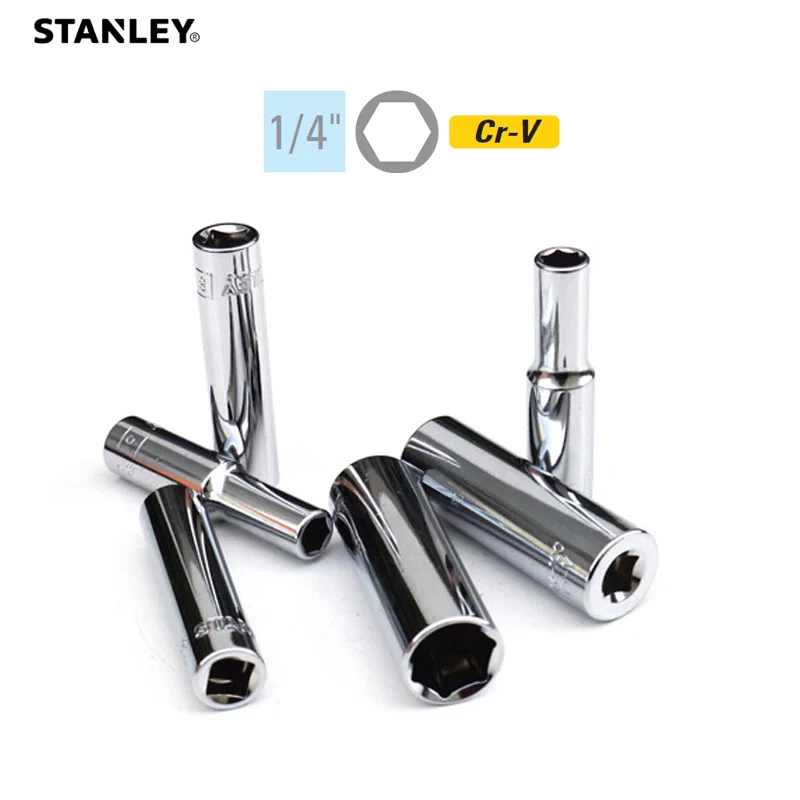 Stanley 1 Pezzo 6Pt 1/4 Chiave A Bussola Metrica Profonda 4Mm 5Mm 6Mm 7Mm 8Mm 9Mm A 13Mm Strumenti Meccanici Per Bici Auto Manica Lunga