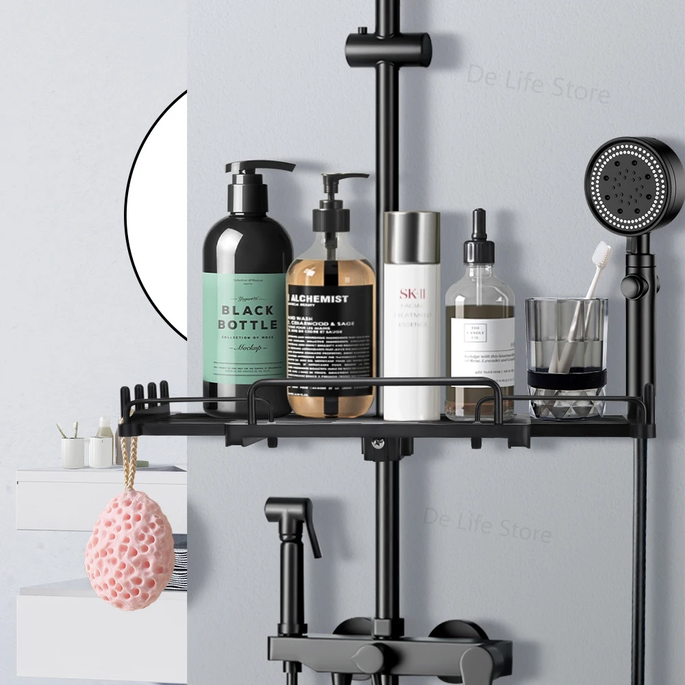 Extendable Shower Shelf Bathroom Shelf Without Drilling Shampoo Tray Shower Storage Holder Bathroom Accessories 6