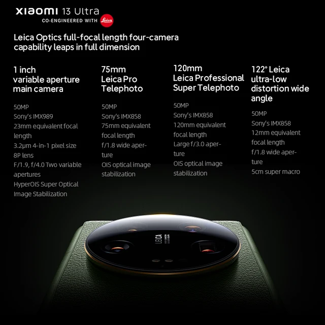 Global ROM Xiaomi Mi 13 Ultra 256GB/512GB/1TB Snapdragon 8 Gen 2 50MP Leica Camera 2K 120Hz Display 5000mAh 90W Fast Charging 3