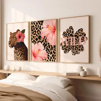 Funky Y2K Leopard Flower Wall Art 1
