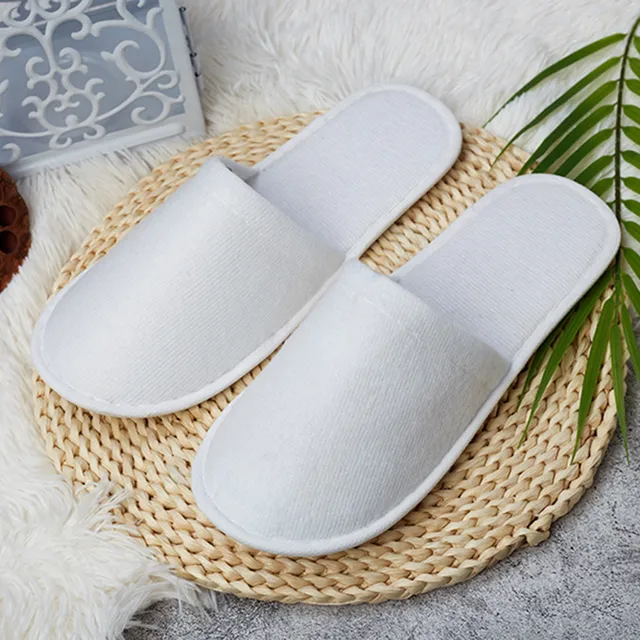 5-100Pairs Disposable Travel Hotel Slippers White Towelling Closed Toe Spa Shoes Bathroom Sets Washroom Shower Bath Accessories 1