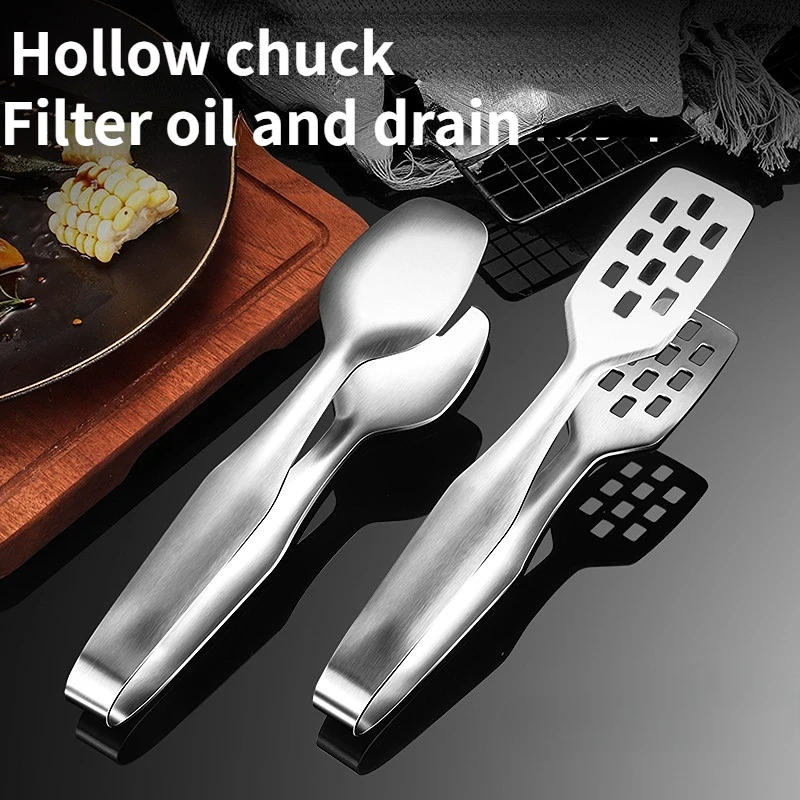 Stainless steel food tongs kitchen utensils buffet cooking tools heat-proof bread clip pastry cutlery