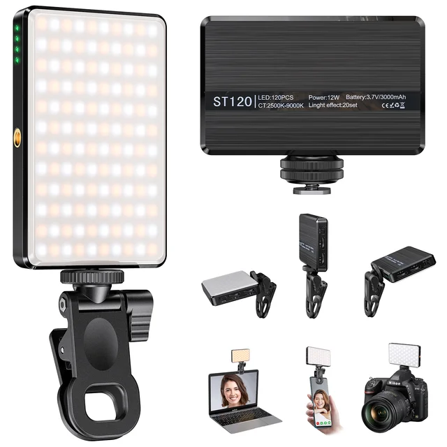 ST-120 LED Video Light Fill Light Rechargeable 3000 MAh Ajusted 3 Light Modes CRI95 Portable Mini Selfie Light 2500-9000K 1