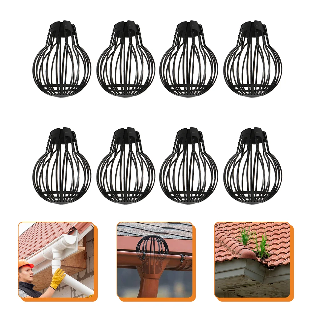 

8 Pcs Roof Down Pipe Gutter Guards Downspout Filter Strainers for Leaves Debris