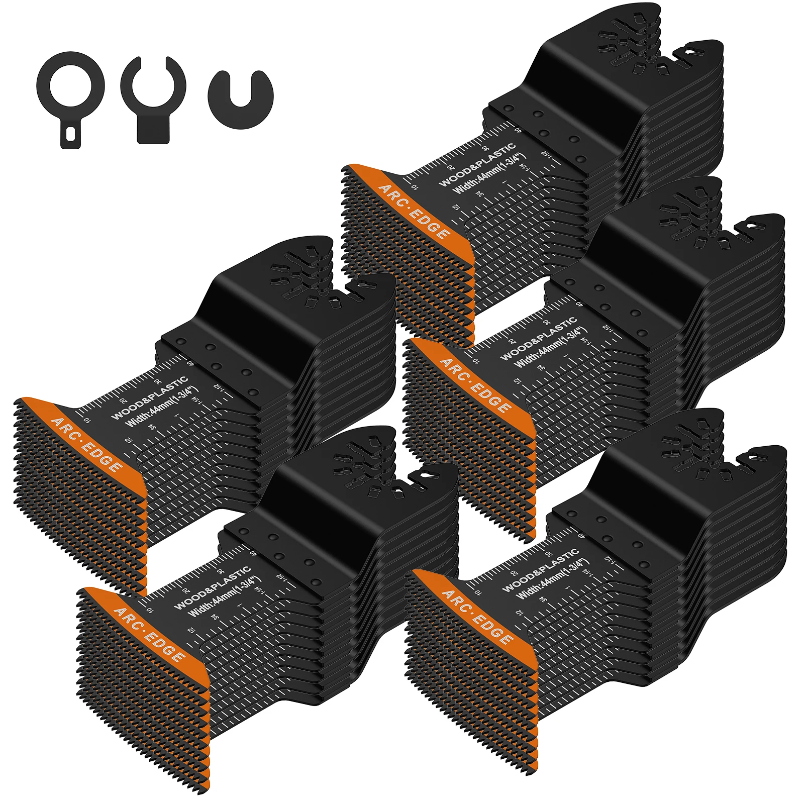 

50Pcs Oscillating Saw Blades High Carbon Steel 44MM Arc Edge Multitool Blades Sharp Wear Resistant Oscillating Blades Fast