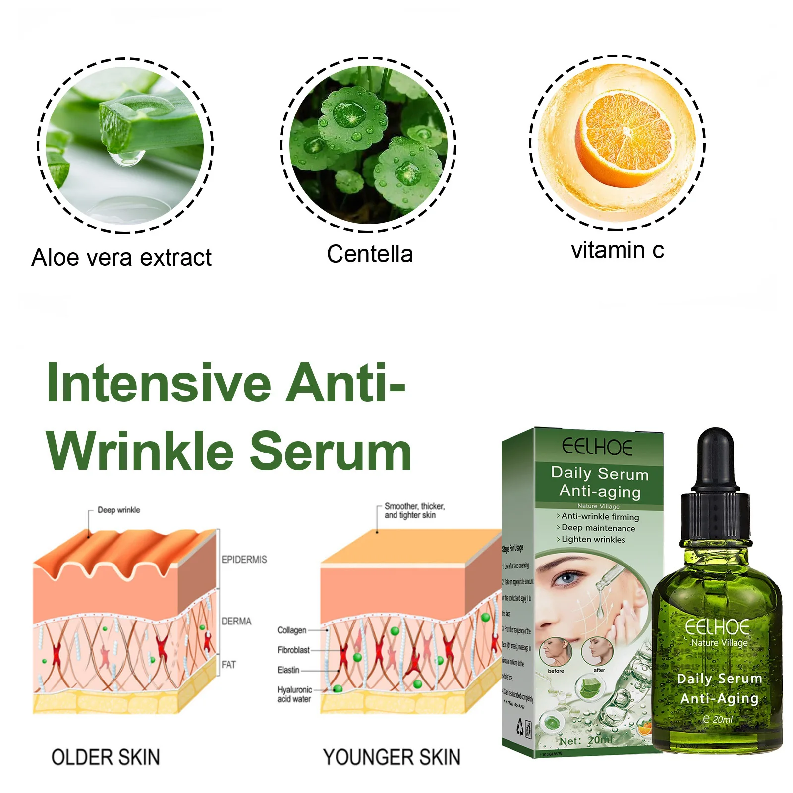 EELHOE Daily Serum Deep Anti-Aging Essence Lift And Tighten The Skin Suitable For Sensitive Skin Energetic Relieve Fine Lines 4