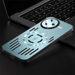 Luxury Hard Metal Heat Dissipation Magnetic Wireless Charging Protective Back Cover Case for Poco F7 Ultra (Blue)
