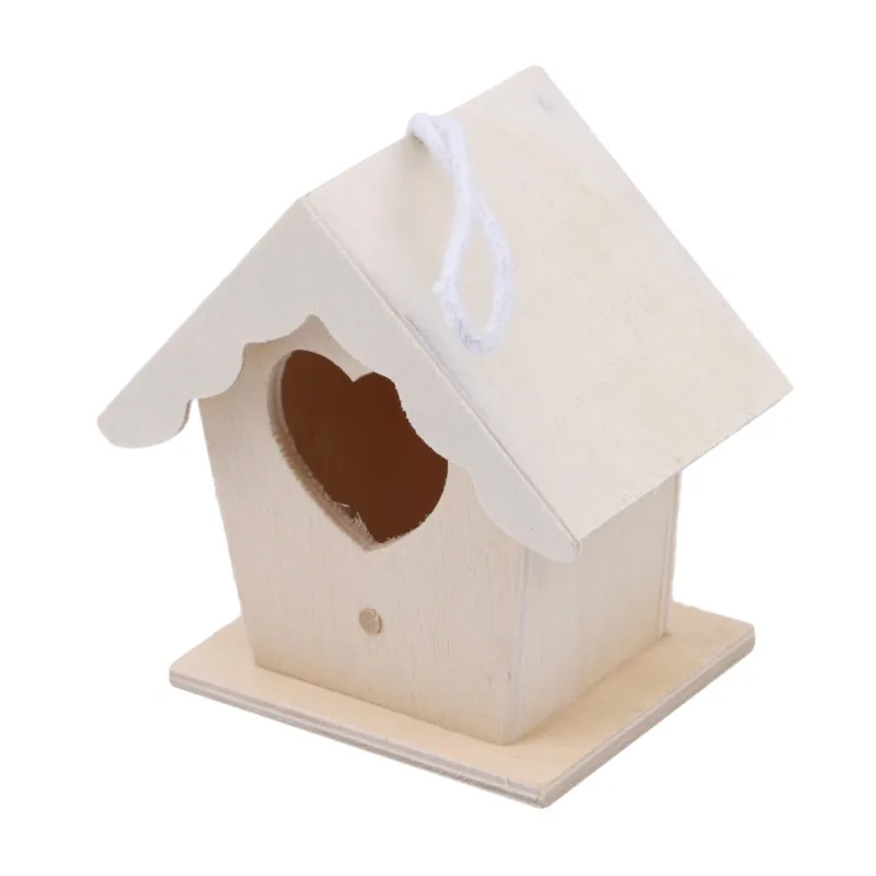Wooden Mini Bird Cage Outdoor Hanging for Garden Decoration