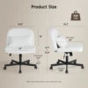 Massage Cross Leg Office Chair w/ Double Layer Sponge Cushion,Corduroy/Pearl Velvet Wide Armrest Desk Chair Mid Back Adjustable 1