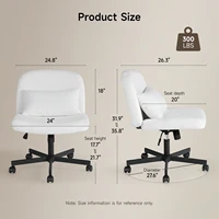 Massage Cross Leg Office Chair w/ Double Layer Sponge Cushion,Corduroy/Pearl Velvet Wide Armrest Desk Chair Mid Back Adjustable 1