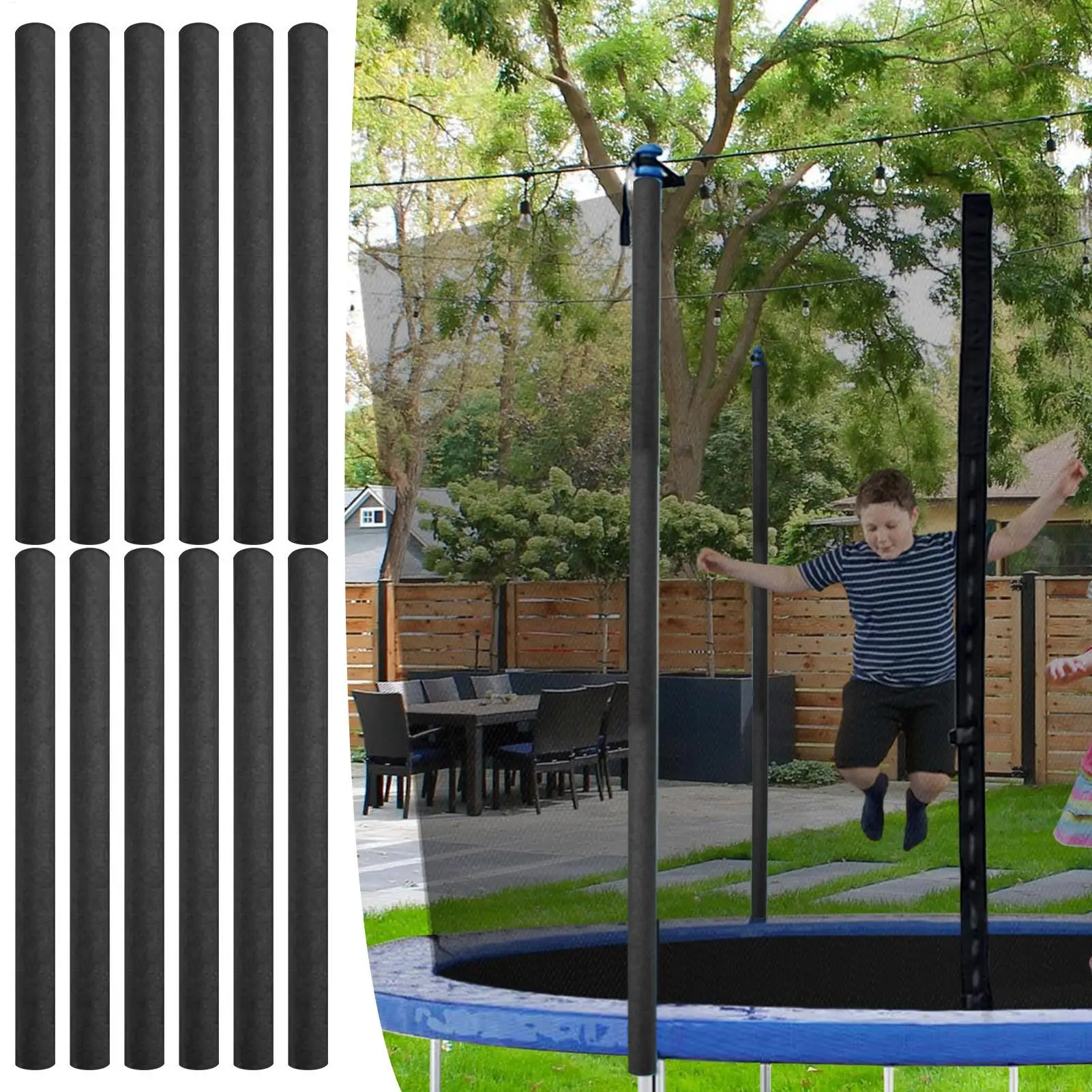 12pcs Replacement Trampoline Poles Trampoline Safety Pole Cover Foam Waterproof Tube Padding Replacement Part accessories