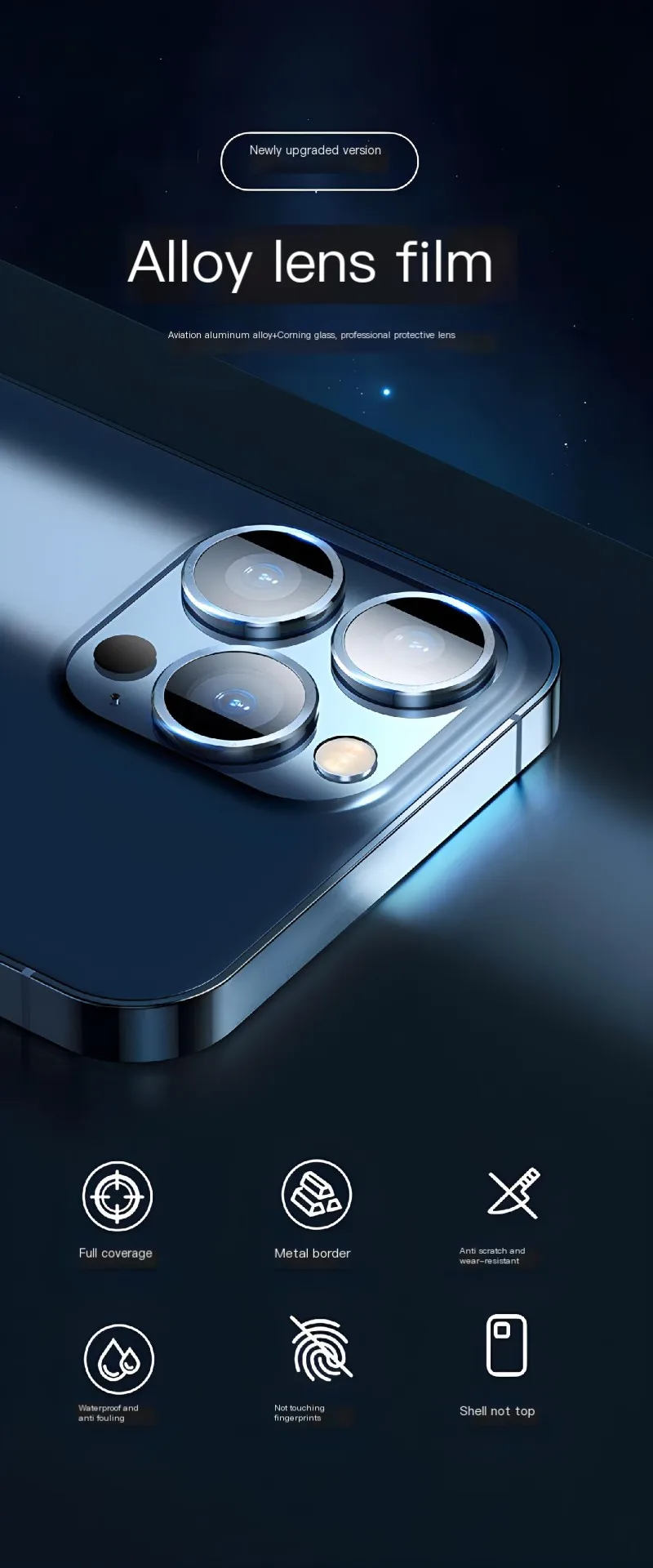 واقي الكاميرا حلقة معدنية لهاتف iPhone ، iPhone 14 Pro Max ، زجاج مقسى ، غطاء العدسة الخلفية ، iPhone 13 Pro Plus ، iPhone 15 غطاء واقي