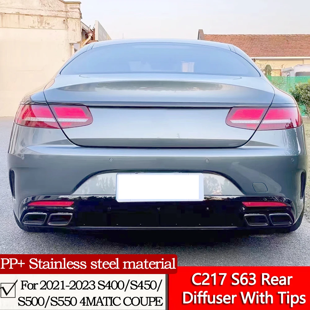 

C217 S63 Rear Diffuser With Tips For 2014 to 2019 Benz S-Class Coupe S400 S450 S500 S550 4MATIC Upgrade Modifcation S63 Rear Lip