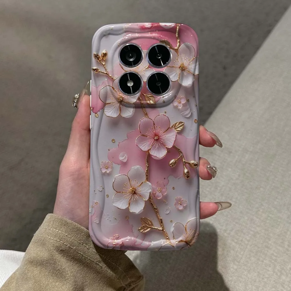 Artistic Pink Cherry Blossom Wave Oil Phone Case Cover