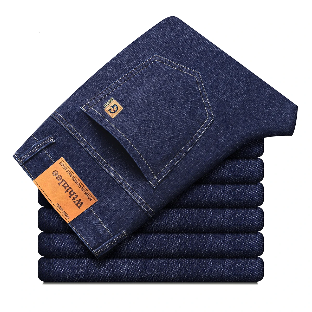 Wthinlee 2024 NEW Men's Fashion Business Jeans Classic Style Casual Stretch Slim Jean Pants Male Brand Denim Trousers Black Blue 2