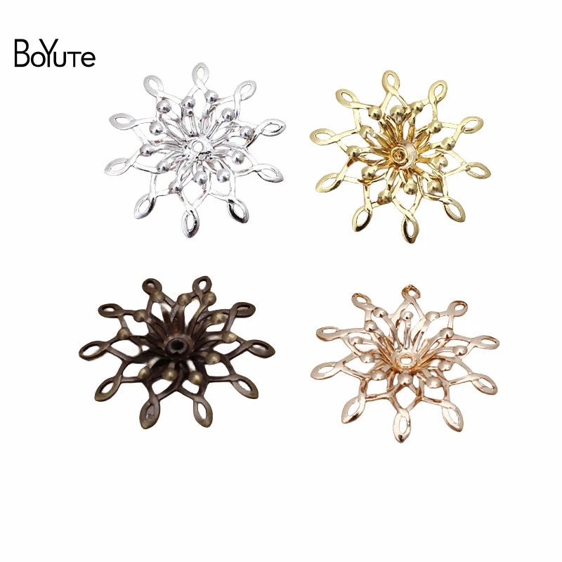 

BoYuTe (50 Pieces/Lot) 22MM Two-Layer Metal Brass Filigree Flower Materials for Crown Tiara Jewelry Making