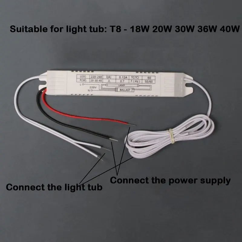 Electronic Ballast Ballast Fluorescent for Fluorescent Lamps Bulb 20-40W 220V/AC for Headlight of T8