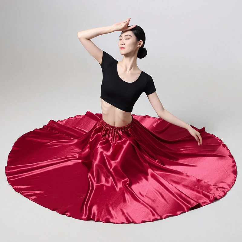 Gonna lunga in raso da donna con elastico in vita per gonna da