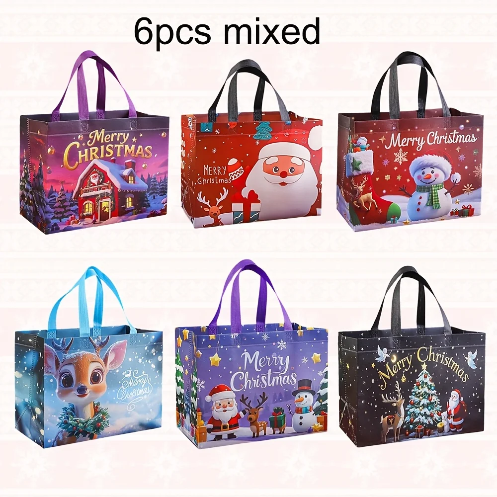 Christmas Gift Bags - Reusable Non-Woven Christmas Gift Bags with Handles for Holiday Xmas Party Gifts Wrapping Shopping
