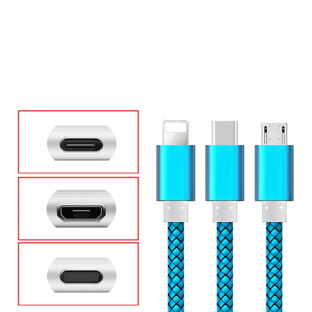 1미터 블루 나일론 편조형 마이크로 USB 충전 케이블 2.1a 데이터 전송 코드 안드로이드 폰 및 태블릿 호환