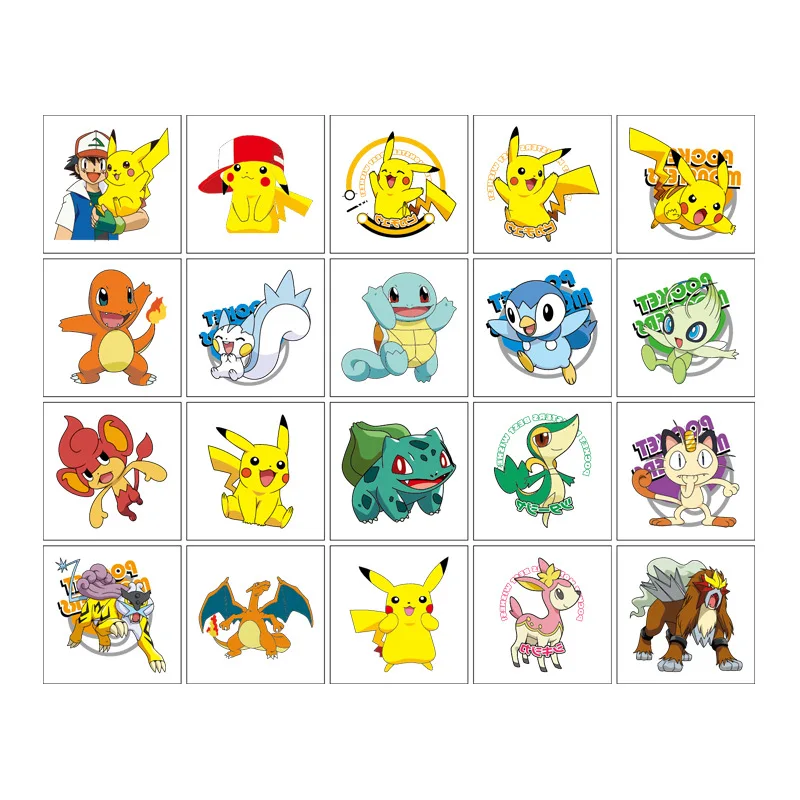 20Pcs/set Pokemon Pikachu Tattoo Stickers Cartoon Children's Temporary Tattoos Kids Girl Art Tattoos Birthday Gift