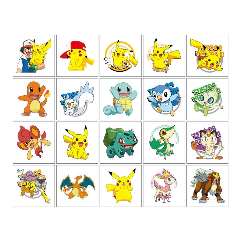20Pcs/set Pokemon Pikachu Tattoo Stickers Cartoon Children's Temporary Tattoos Kids Girl Art Tattoos Birthday Gift 4