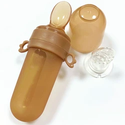 Baby Feeding Food and Spoon Silicone Pacifier Tool (Brown)