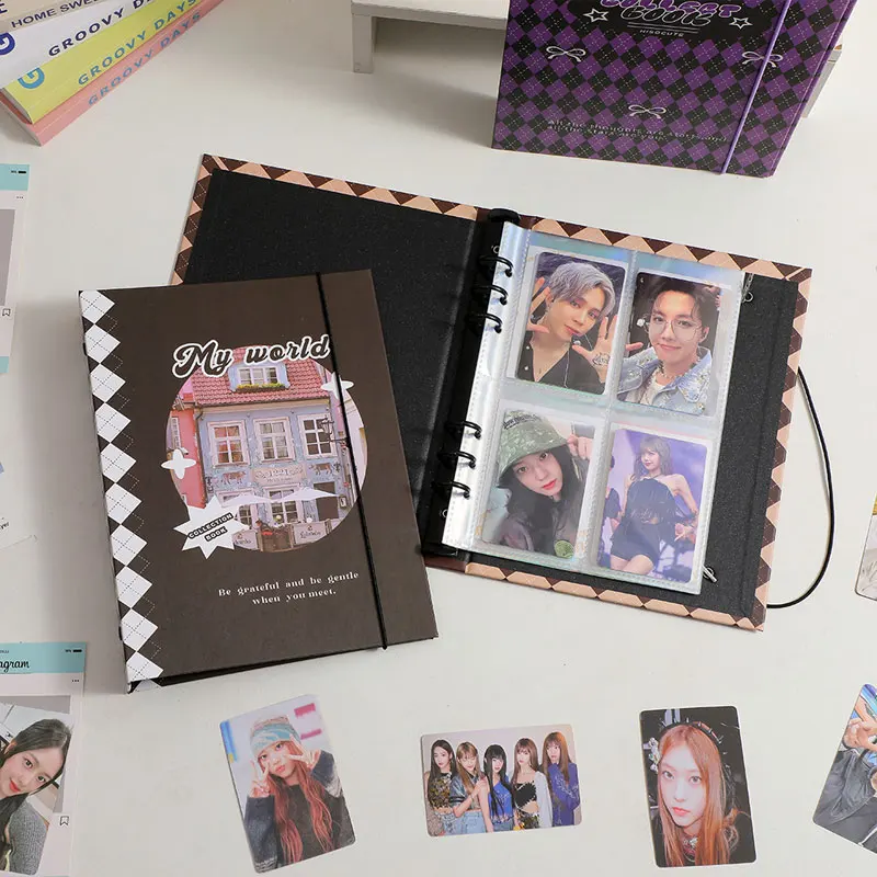 A5 Ring Hard Cover Binder Pink Star Bandage Collect Book 20pcs Refills  Sleeves Kpop Postcards Sticker Organizer Photo Album - Binders - AliExpress
