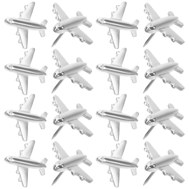 White Metal Paper Plane Push Pins, Decorative Thumb Tacks