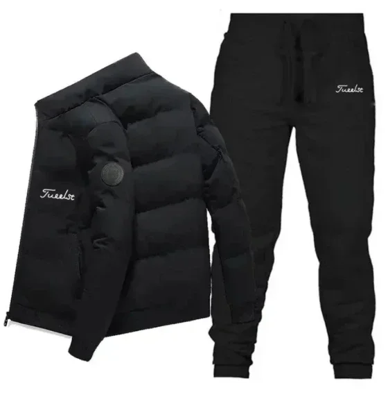 

Titleisi - Men's winter golf clothing, casual jacket set, wild worm cotton jacket and sports pants, two-piece set, luxury brand