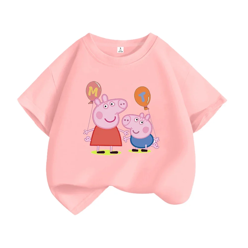 Kids T-shirt Clothes Peppa Pigs Girl Boy Short Sleeve Summer Tee Clothes Tops Cartoon Printing Children Shirt Birthday Gift kids t shirt